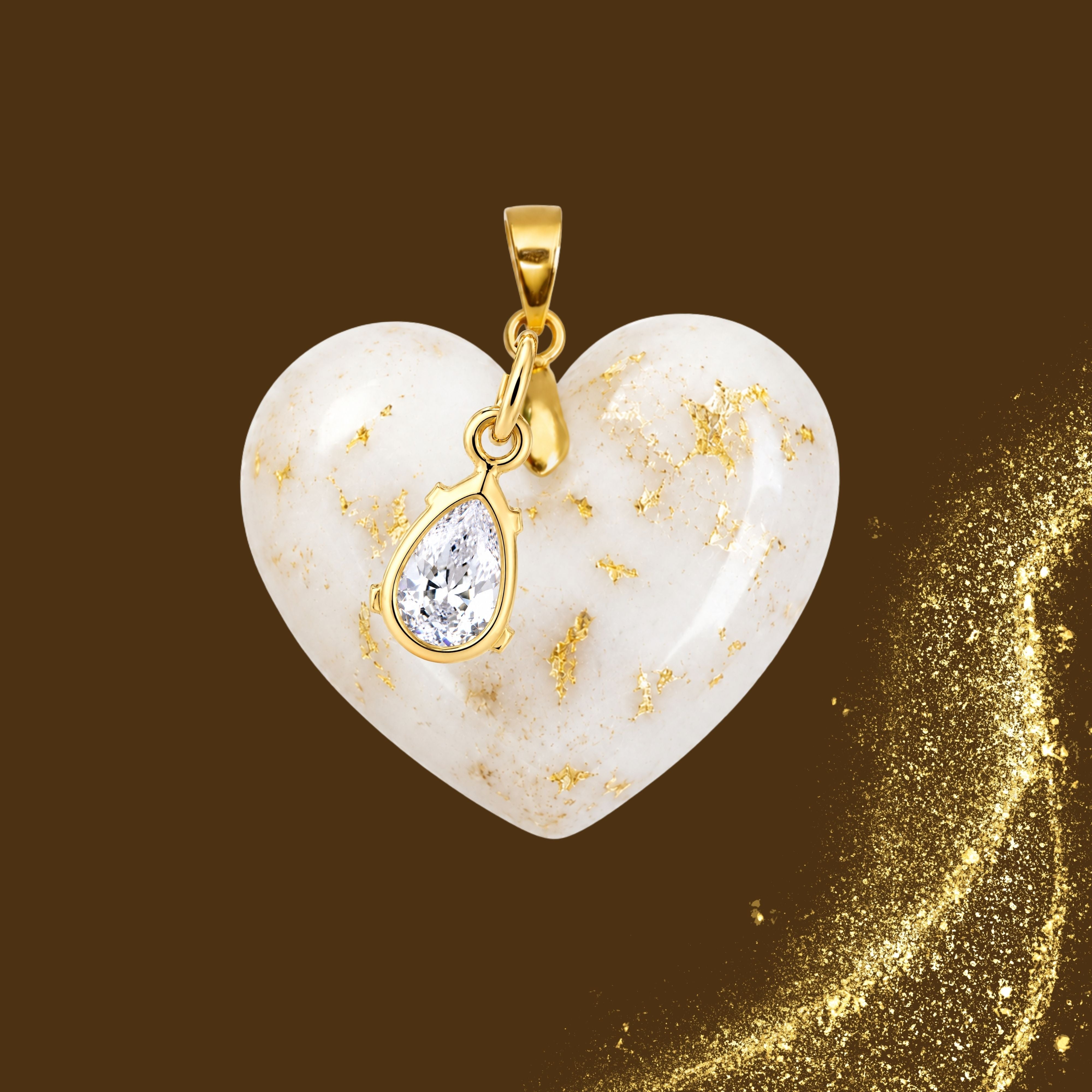 Folhas Douradas com Gota Zircônia