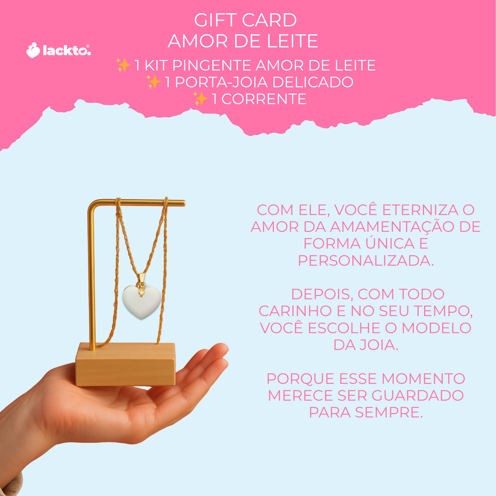Gift Card - Combo com Amor de Leite, Corrente e Porta Joia