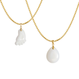 Mini Gota e Mini Pé com Duas Correntes Banhado em Ouro Amarelo