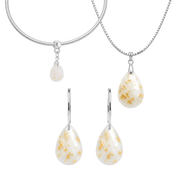 Gota Lapidada com Folhas Douradas