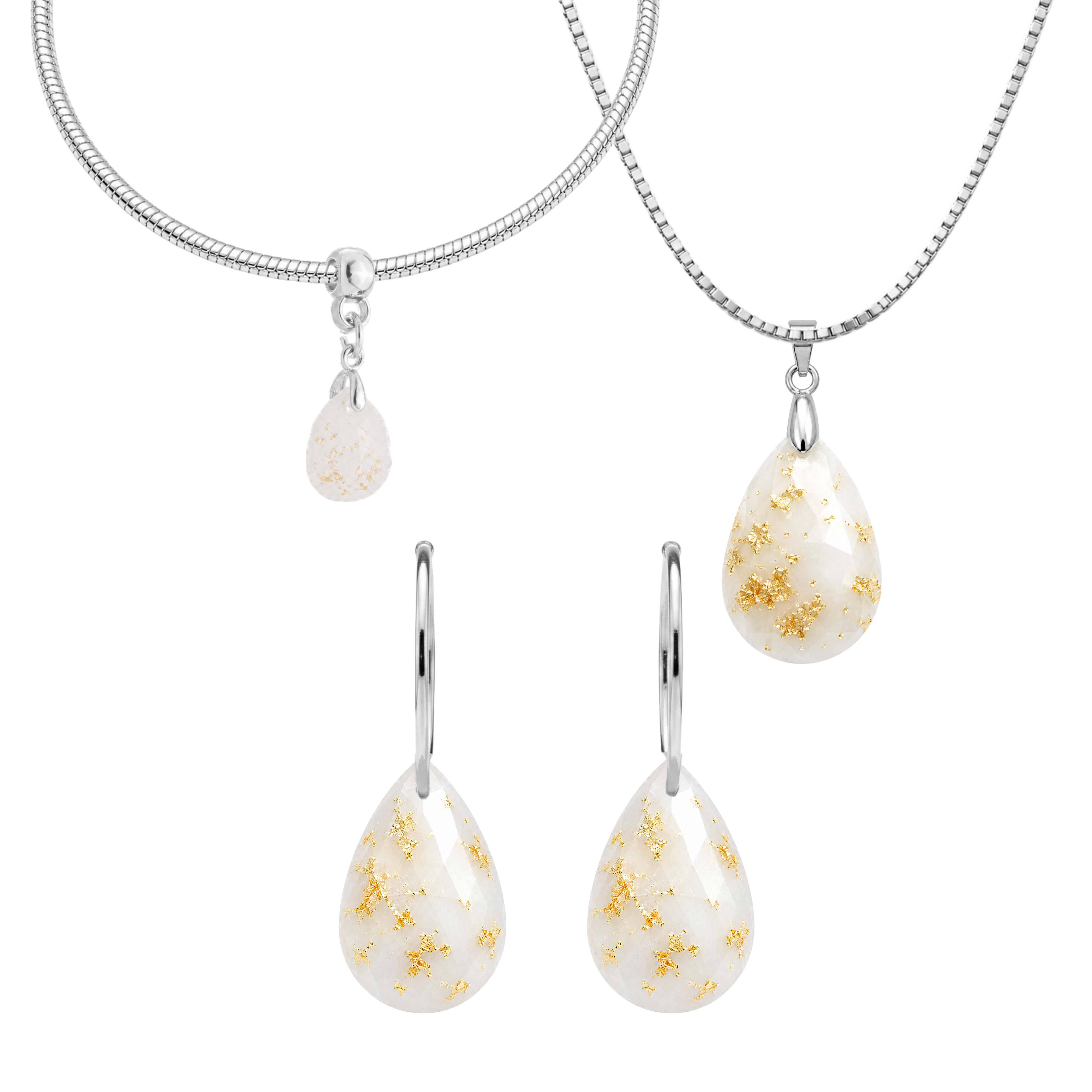 Gota Lapidada com Folhas Douradas
