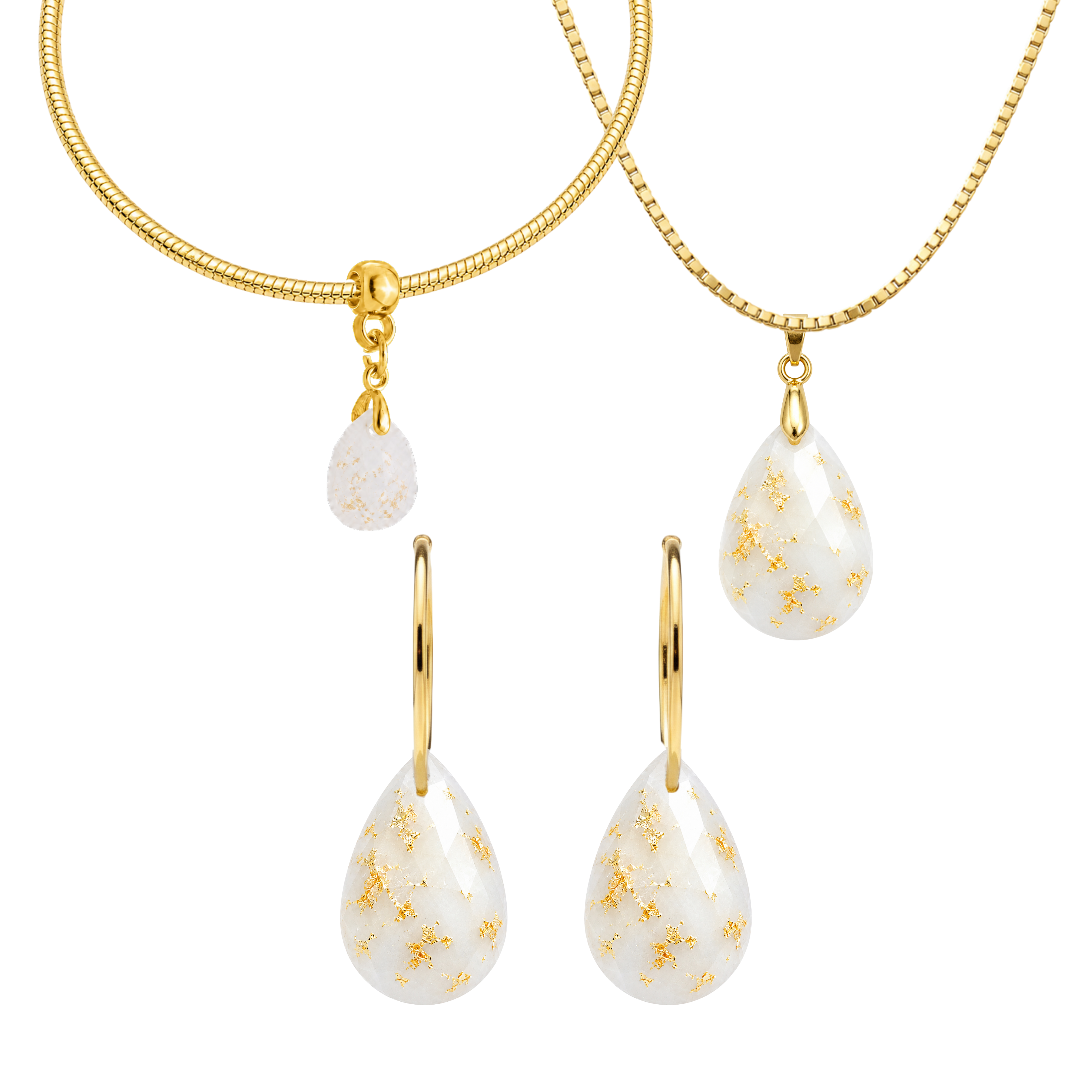 Gota Lapidada com Folhas Douradas