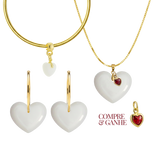 Pingente com Corrente, Brincos, Berloque com Pulseira e Coração Rubi VIP