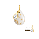 Mini Gota com Folhas Douradas e Gota de Zircônia