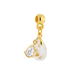 Mini Gota Reta com Folhas Douradas e Gota Zircônia