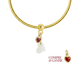 Berloque com Pulseira Coração Torcido e Coração Rubi VIP
