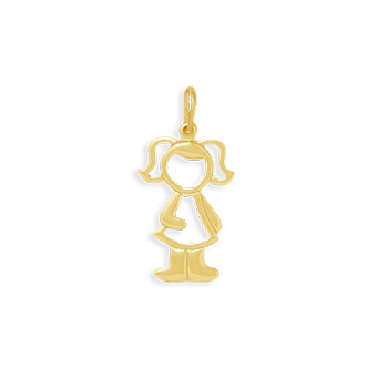 Pingente Menina Folheado a Ouro Amarelo